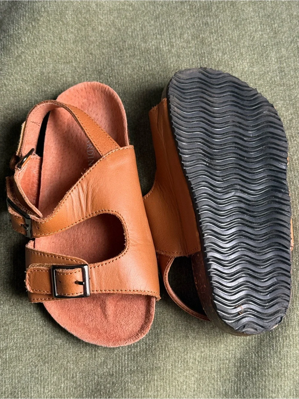 Cardin McCoy Toddler Boys Leather Bio Cork Sandals Size 10 Brown Caramel